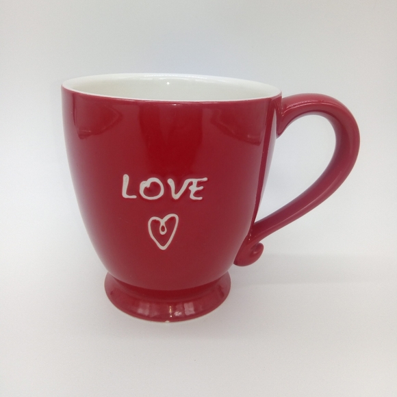 Starbucks Coffee Cup Mug Red "Love" Heart 15 Oz